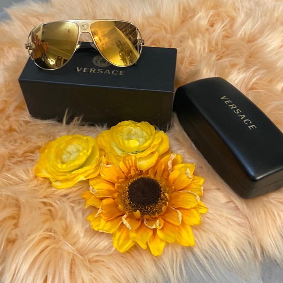 FIRM PRICE! NEW! Mirror Gold Versace Men’s Aviator Sunglasses OVE2212